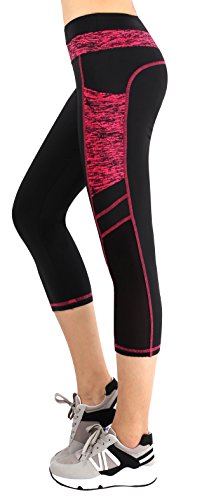 Pantalon mi-long noir et rouge de fitness ou zumba