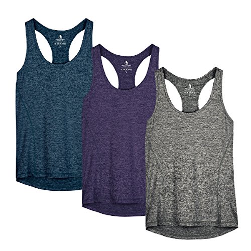 Tee-shirt de fitness ou Zumba sans manche bleu, violet ou gris chiné